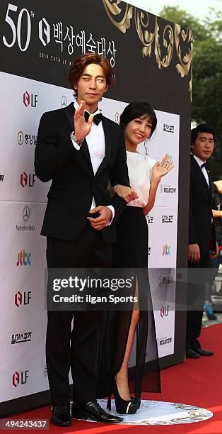 Shin Sung-Rok and Jeong Eun-Jee of A pink attend the 50th Paeksang Arts Awards at Grand Peace Palace in Kyung Hee University on May 27, 2014 in...