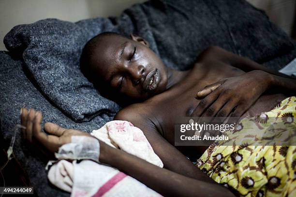 Man wounded on the attack to Notre Dame de Fatima church, being treated at a hospital in Bangui, Central African Republic on 28 May, 2014. According...