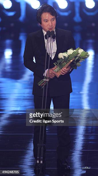 Jo Jae-Hyun is awarded during the 50th Paeksang Arts Awards at Grand Peace Palace in Kyung Hee University on May 27, 2014 in Seoul, South Korea.