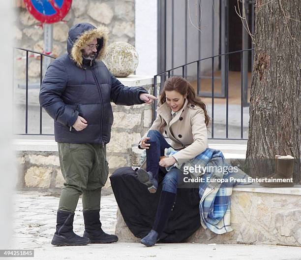 Megan Montaner is seen during the set filming of Tv serie 'Sin Identidad' on May 14, 2014 in Madrid, Spain.