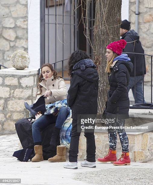 Megan Montaner is seen during the set filming of Tv serie 'Sin Identidad' on May 14, 2014 in Madrid, Spain.