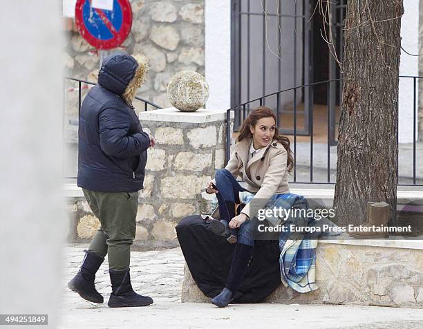 Megan Montaner is seen during the set filming of Tv serie 'Sin Identidad' on May 14, 2014 in Madrid, Spain.