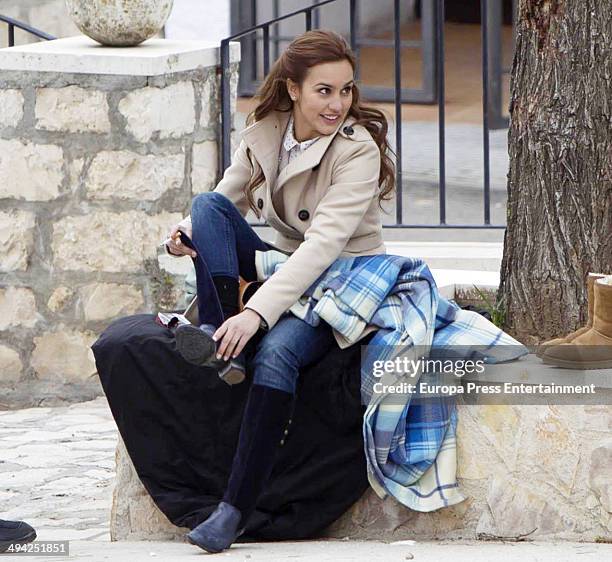 Megan Montaner is seen during the set filming of Tv serie 'Sin Identidad' on May 14, 2014 in Madrid, Spain.