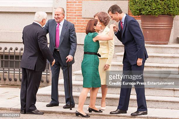 King Juan Carlos of Spain , Queen Sofia of Spain and Prince Felipe of Spain meet president of Panama Ricardo Martinelli and wife Marta Linares at...