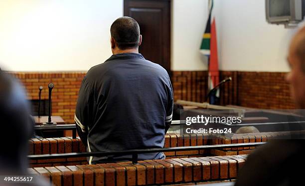 Hermanus Engelbrecht appears at the Springs Magistrate's court on May 28, 2014 in Springs, South Africa. The 36-year-old man was arrested for holding...