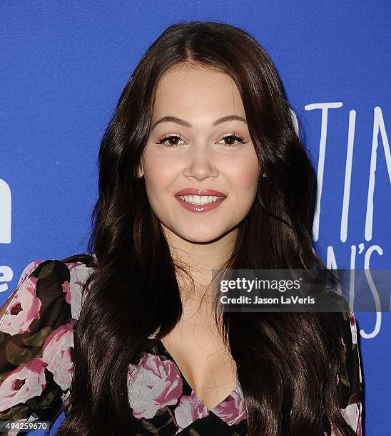 Actress Kelli Berglund attends the Just Jared fall fun day on October 24, 2015 in Los Angeles, California.