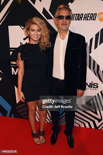 Tori Kelly and Andrea Bocelli attend the MTV EMA's 2015 at Mediolanum Forum on October 25, 2015 in Milan, Italy.