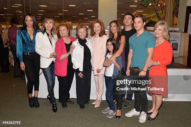 Days Of Our Lives" actors Sal Stowers, Lauren Koslow, Marie Cheatham, Peggy McCay, Suzanne Rogers, guest, Kristian Alfonso, Billy Flynn, James...