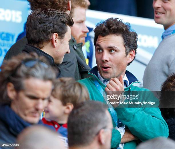 Charlie van Straubenzee and Thomas van Straubenzee attend the 2015 Rugby World Cup Semi Final match between Argentina and Australia at Twickenham...