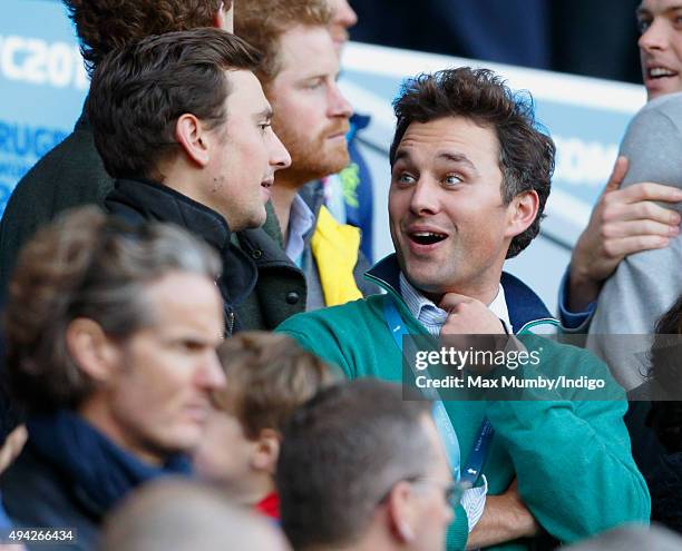 Charlie van Straubenzee and Thomas van Straubenzee attend the 2015 Rugby World Cup Semi Final match between Argentina and Australia at Twickenham...