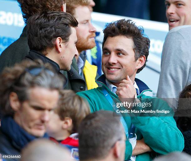 Charlie van Straubenzee and Thomas van Straubenzee attend the 2015 Rugby World Cup Semi Final match between Argentina and Australia at Twickenham...