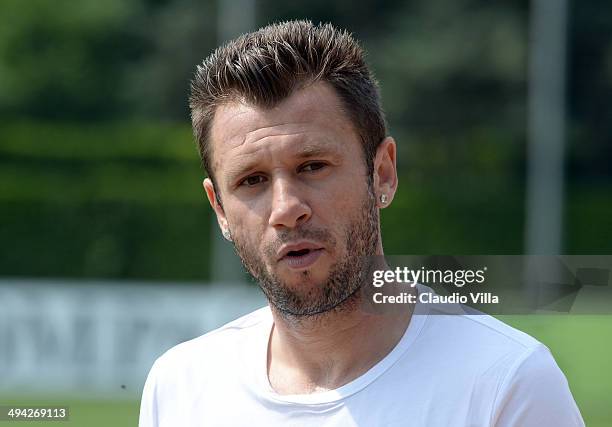 Antonio Cassano of Italy looks on during a training session at Coverciano on May 29, 2014 in Florence, Italy.