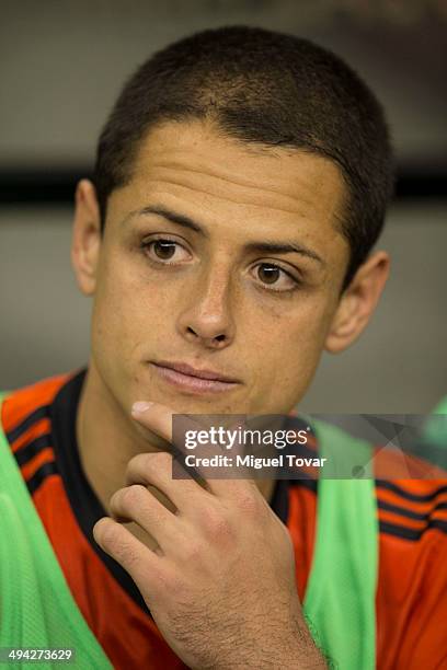 Javier Hernandez looks on during a FIFA friendly match between Mexico and Israel ahead the beginning of the FIFA World Cup Brazil 2014 at Azteca...