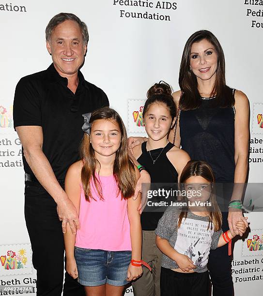 Terry Dubrow, Heather Dubrow and children attend the Elizabeth Glaser Pediatric AIDS Foundation's 26th A Time For Heroes family festival at Smashbox...