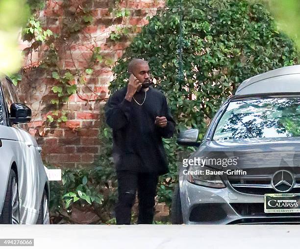 Kanye West is seen at Kim Kardashian's baby shower in Calabasas on October 25, 2015 in Los Angeles, California.