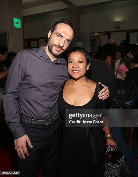 Producer Moises Zonana and actress Monica del Carmen Monica attend the Mexican premiere of "600 Millas" during The 13th Annual Morelia International...