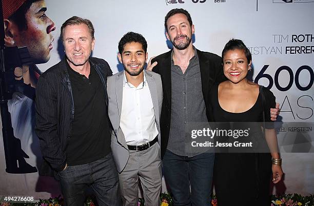 Actor Tim Roth, actor Kristyan Ferrer, director Gabriel Ripstein and actress Monica del Carmen attend the Mexican premiere of "600 Millas"during The...