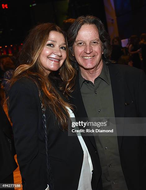 Singer/Songwriter Matraca Berg and Jeff Hanna Nitty Gritty Dirt Band attend The Country Music Hall of Fame 2015 Medallion Ceremony at the Country...