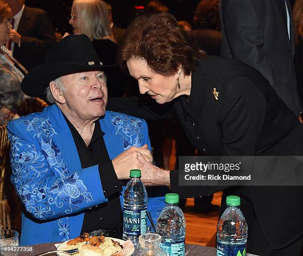 Singers/Songwriters Roy Clark and Jan Howard attend The Country Music Hall of Fame 2015 Medallion Ceremony at the Country Music Hall of Fame and...