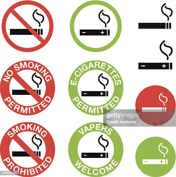 stockillustraties, clipart, cartoons en iconen met no smoking, e-cigarettes only signs - bord niet roken