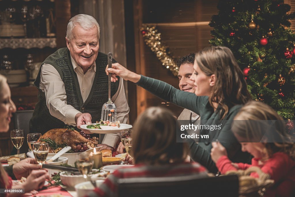 Large family celebrating Christmas holiday