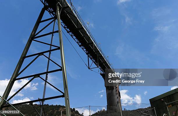 Large conveyor belt transports coal from underground at the Sufco Coal Mine, 30 miles east of Salina, Utah on May 28, 2014. The Sufco mine produces...