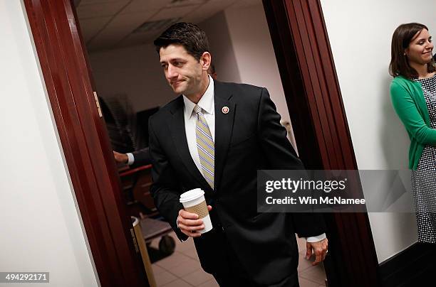 House Budget Committee Chairman Paul Ryan leaves a meeting of the House Republican Conference at the U.S. Capitol May 29, 2014 in Washington, DC....