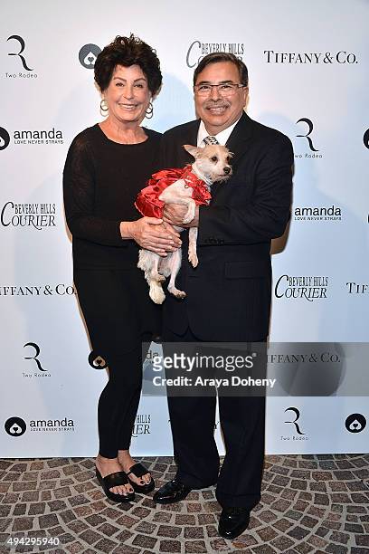 Tina Sinatra and guest attend the Amanda Foundation's Bow Wow Beverly Hills "Vintage Vegas" event at The Via Rodeo on October 25, 2015 in Beverly...