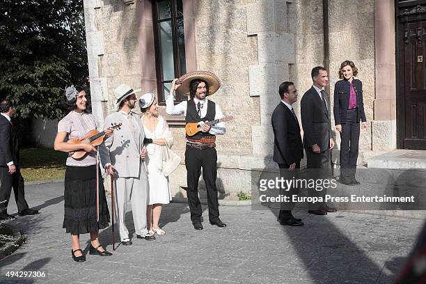 King Felipe of Spain and Queen Letizia of Spain visit 2015 Exemplary Town of Colombres on October 24, 2015 in Colombres, Spain. The village of...