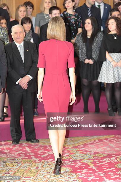 Queen Letizia of Spain attends several audiences during the 'Princess of Asturias' Awards 2015 at the Reconquista Hotel on October 23, 2015 in...