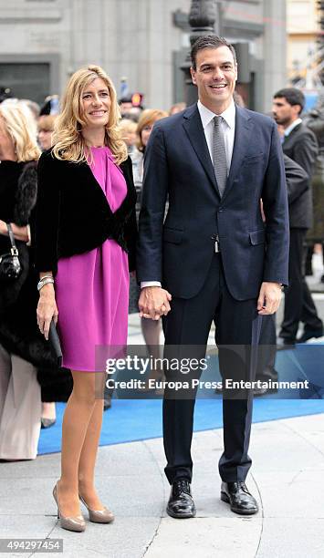 Pedro Sanchez and Begona Gomez attend Princesa de Asturias Awards 2015 on October 23, 2015 in Oviedo, Spain.