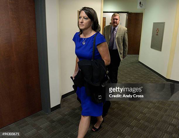 Defense attorneys for James Holmes, Tamara Brady, left, and Daniel King, arrive at the Arapahoe County Justice Center for a motion hearing involving...