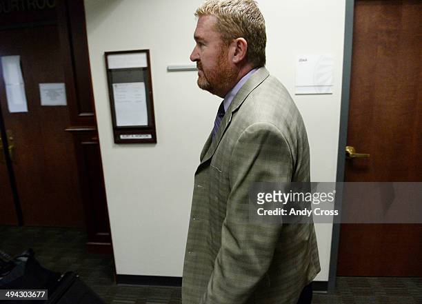 Defense attorney for James Holmes, Daniel King, arrives at the Arapahoe County Justice Center for a motion hearing involving particular procedures...
