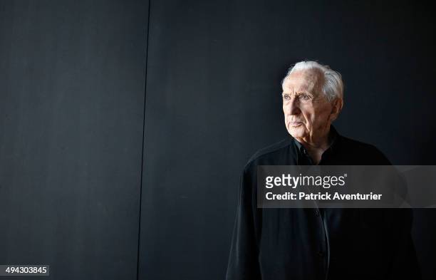 French artist Pierre Soulages visits the museum which bears his name on May 28, 2014 in Rodez, France. The Museum is dedicated to the work of the...