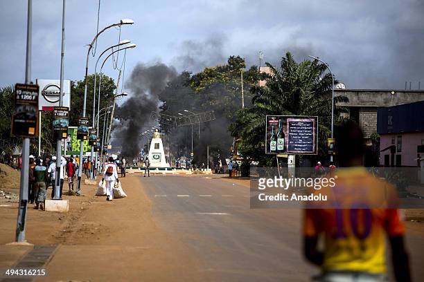 Christian anti-balaka members attacked on some of the mosques and set barricades in Bangui, Central African Republic on May 29, 2014 after eleven...