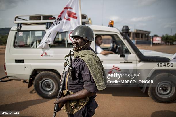 Soldier of the African-led International Support Mission to the Central African Republic patrols as a vehicle for the international humanitarian...