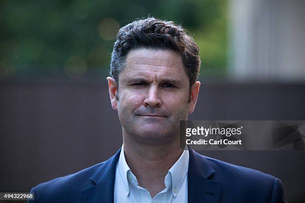 Former New Zealand cricketer Chris Cairns leaves Southwark Crown Court for lunch on October 26, 2015 in London, England. Mr Cairns is currently on...