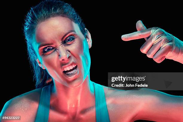 caucasian woman shouting - fighter portraits 2013 stock pictures, royalty-free photos & images