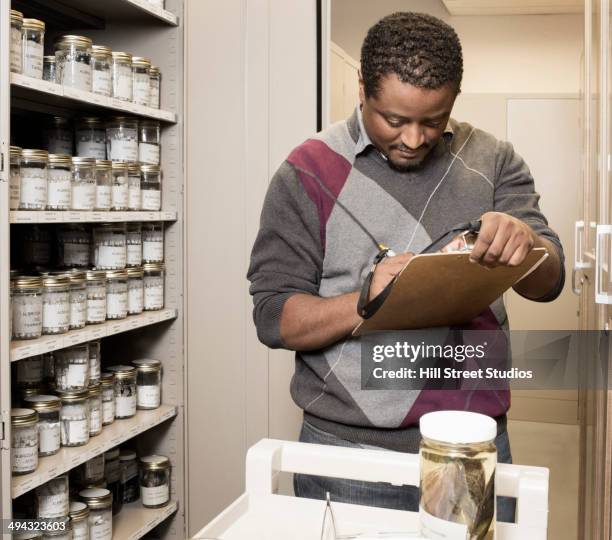 student archiving specimens in laboratory - caldwell idaho - fotografias e filmes do acervo