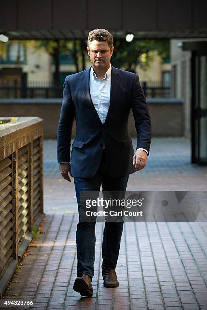 Former New Zealand cricketer Chris Cairns leaves Southwark Crown Court for lunch on October 26, 2015 in London, England. Mr Cairns is currently on...