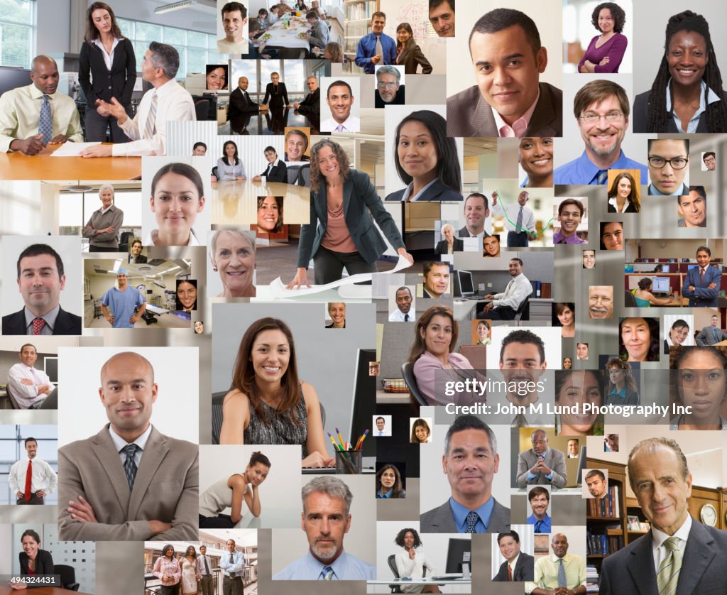 Collage of business people smiling