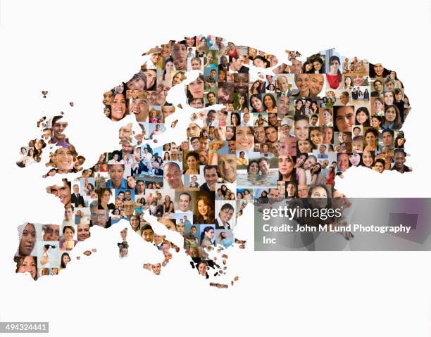 collage of business people in shape of world map - population explosion stock pictures, royalty-free photos & images