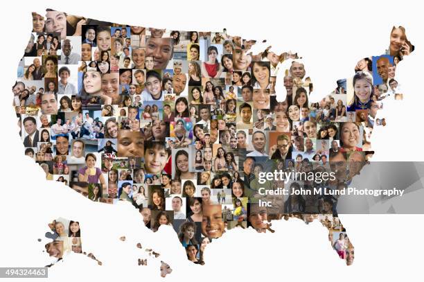collage of business people in shape of united states map - cape (geography) stock pictures, royalty-free photos & images