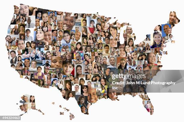 collage of business people in shape of united states map - us map stock pictures, royalty-free photos & images