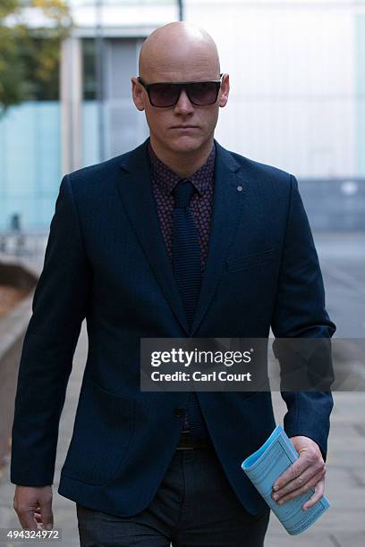 Stephen Pearson leaves after testifying against former New Zealand cricketer Chris Cairns at Southwark Crown Court on October 26, 2015 in London,...