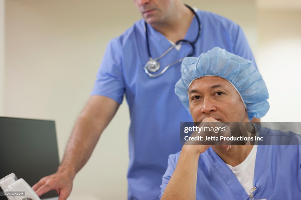 Surgeon wearing surgical cap in hospital