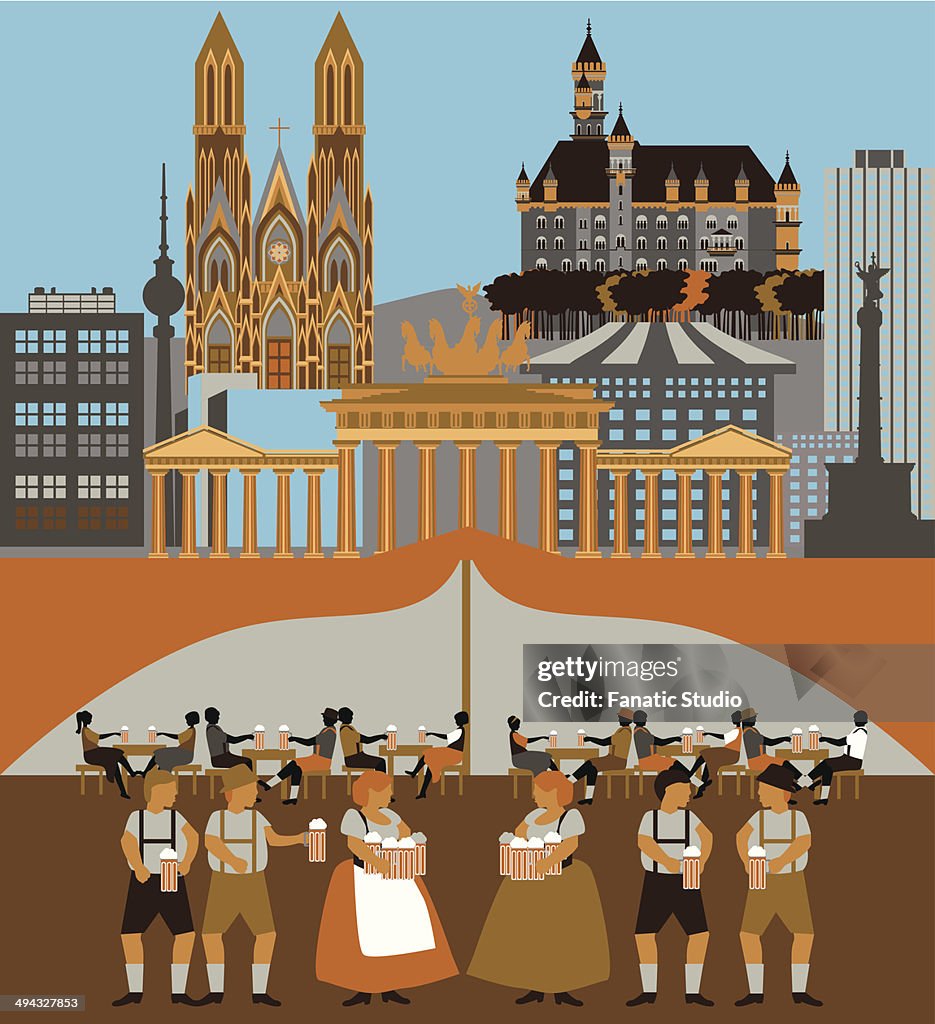 Illustration showing top tourist attractions in Germany