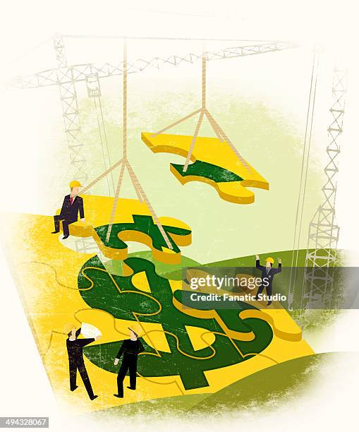 engineers at a construction site - professionals talking outside stock illustrations