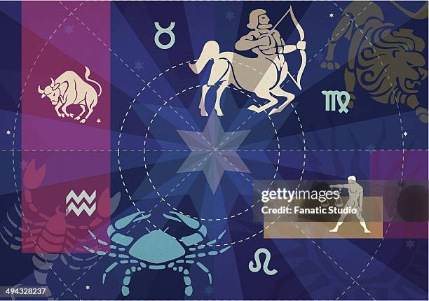 twelve signs of zodiac - taurus stock illustrations