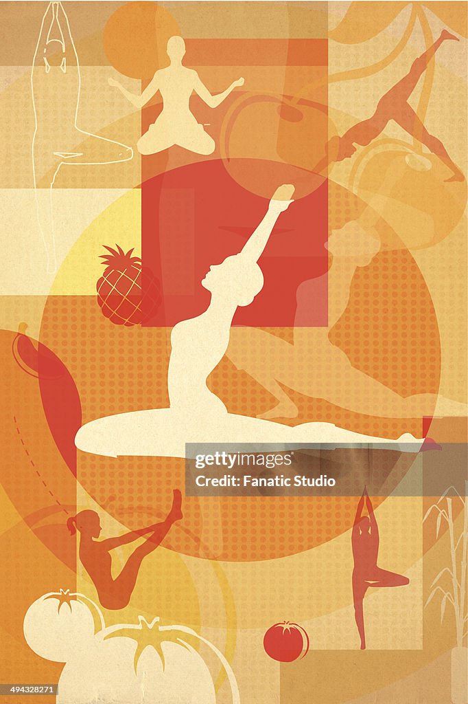 Montage illustration of yoga postures
